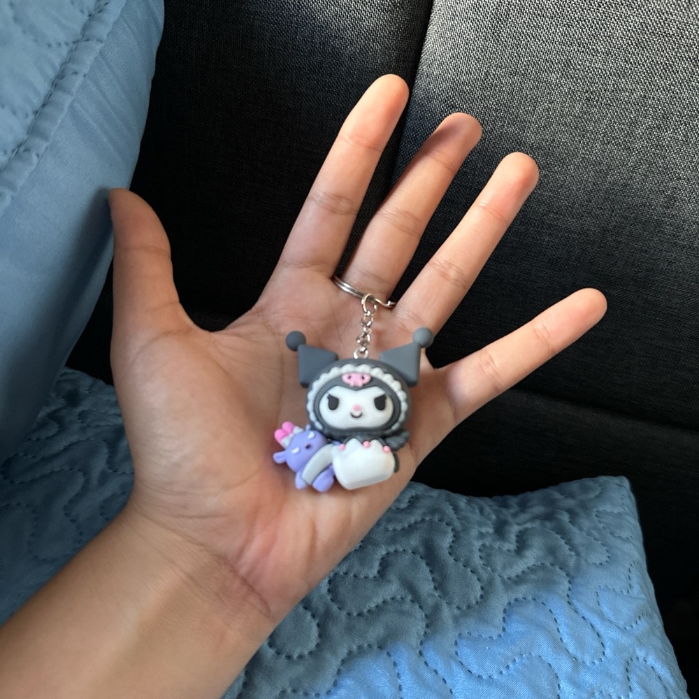 Cute Gray and Purple Keychain Accessory